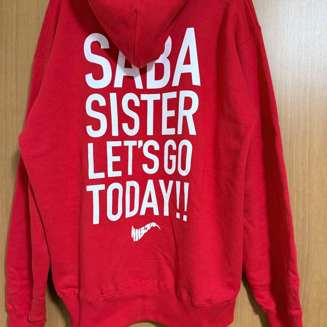 サバシスター　ロゴパーカーRED サイズXL