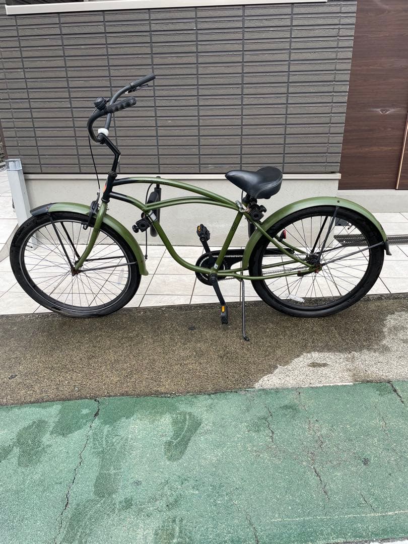 【Rainbow ビーチクルーザー オリーブグリーン　サーフボードキャリア付き】