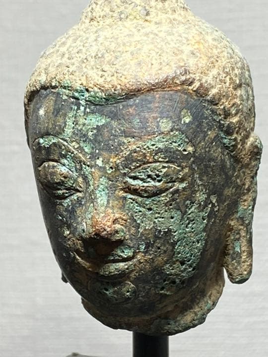 タイ　アユタヤ期　仏頭　仏像　青銅　残欠　東南アジア仏教美術