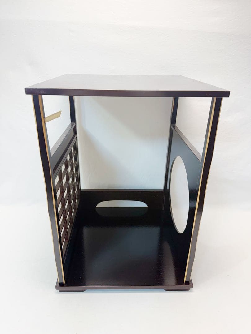 ほぼ未使用 茶道具 塗師 助田宗明造 木製溜塗 吉野棚 圓能斎好写 組み立式共箱