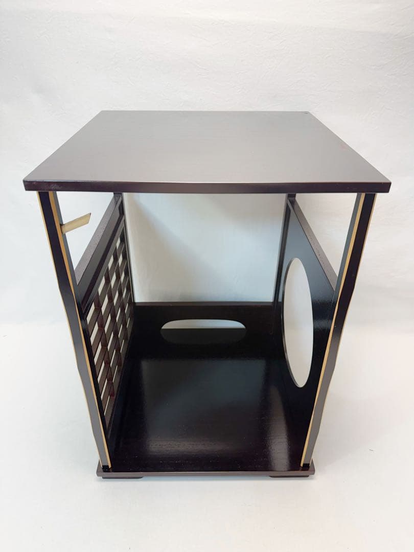 ほぼ未使用 茶道具 塗師 助田宗明造 木製溜塗 吉野棚 圓能斎好写 組み立式共箱