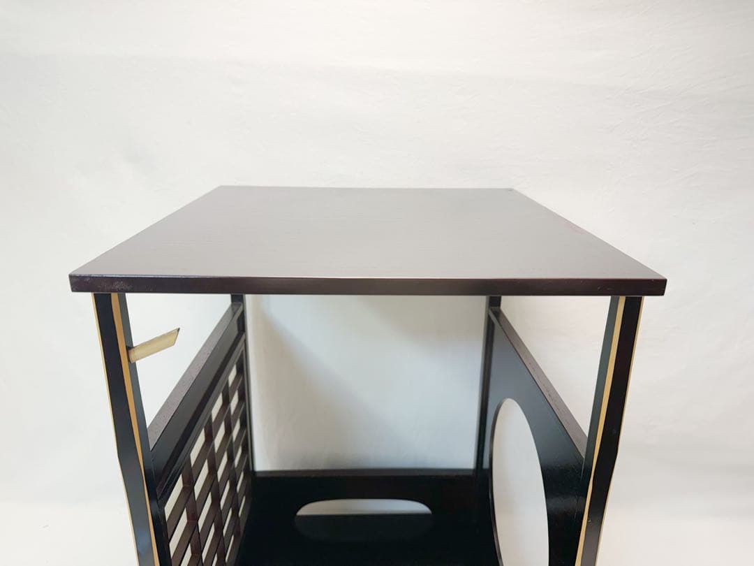 ほぼ未使用 茶道具 塗師 助田宗明造 木製溜塗 吉野棚 圓能斎好写 組み立式共箱