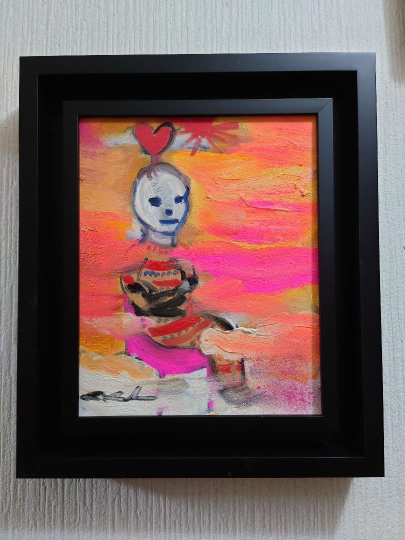 田中拓馬 「空中散歩」真筆 油絵 油彩 F3号 絵画