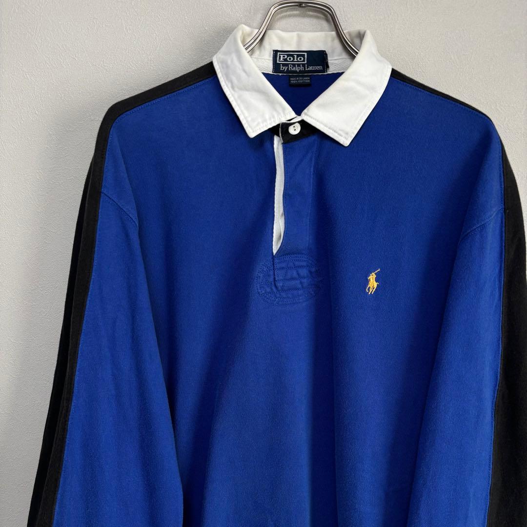 青 L POLO ポロ Ralph Lauren ラルフローレン長袖ラガーシャツ