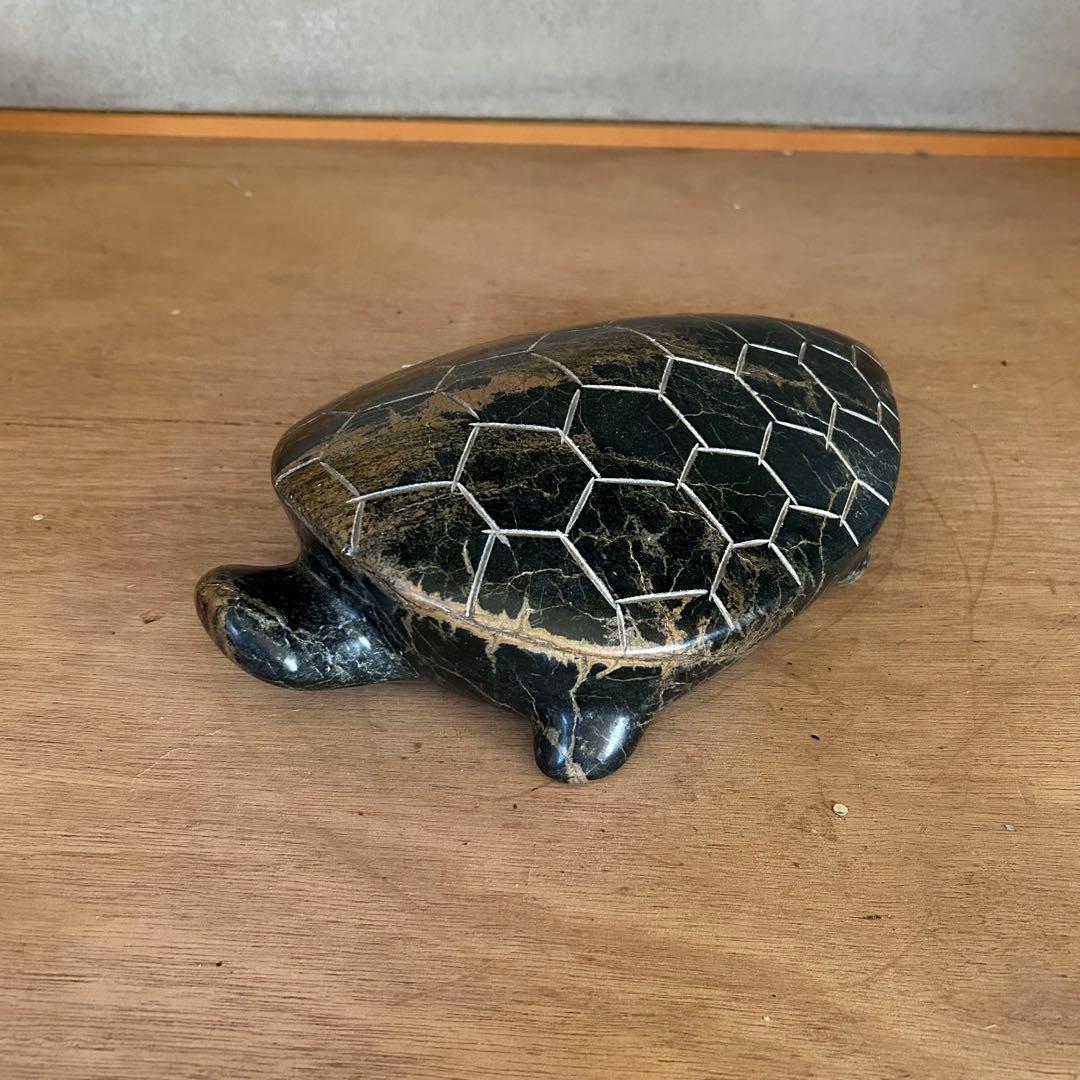 【特大】天然石 カメ 置物　重量6.5kg、30cm超え