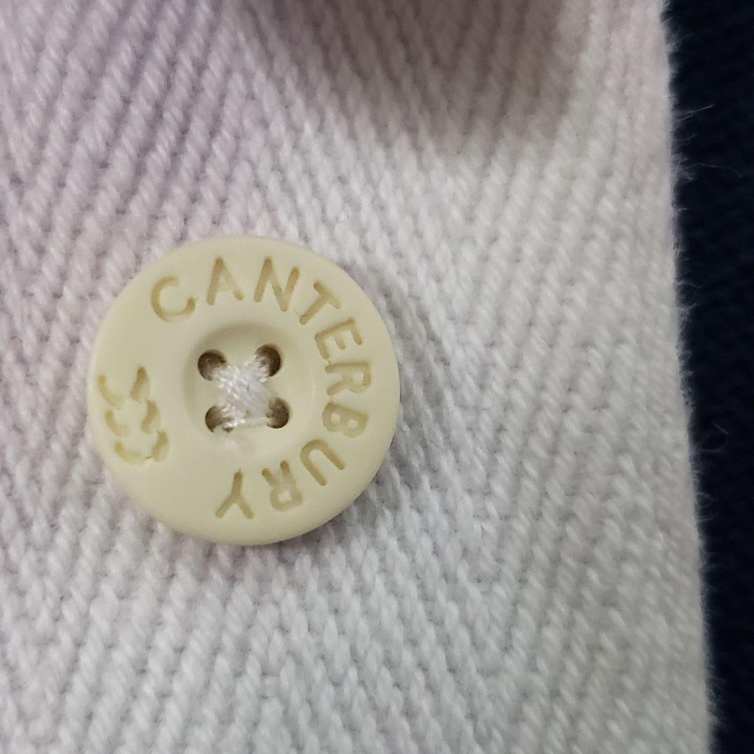 カンタベリー　ラガーシャツ パッチ刺繍　Lサイズ　オリジナルボタン　紺色　長袖