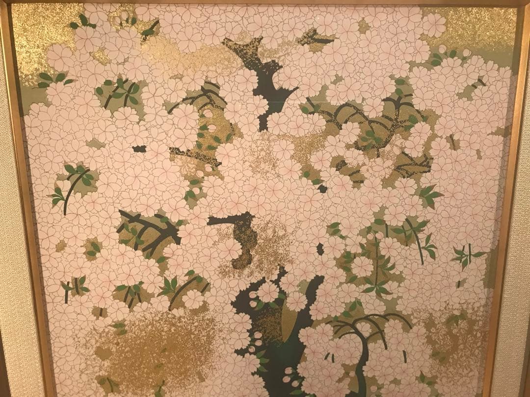 橋本明治　「桜」　木版画　刷り込みサイン・落款・作品証明シール有り