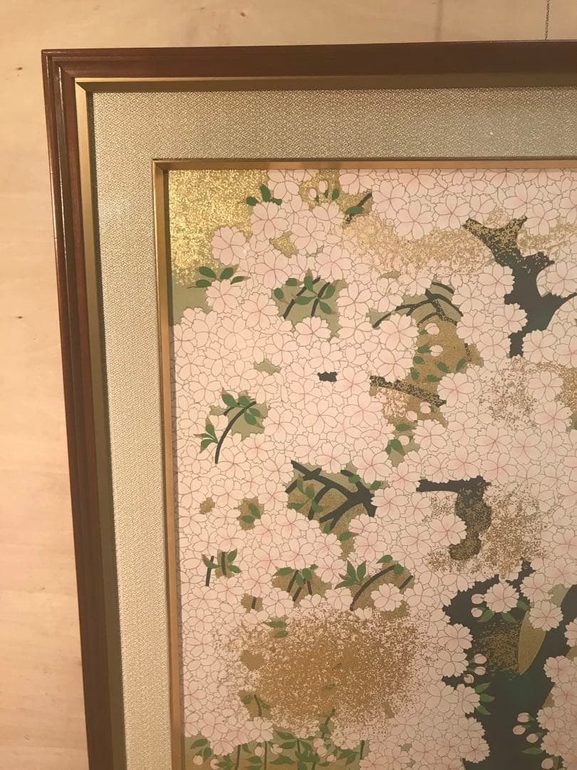 橋本明治　「桜」　木版画　刷り込みサイン・落款・作品証明シール有り