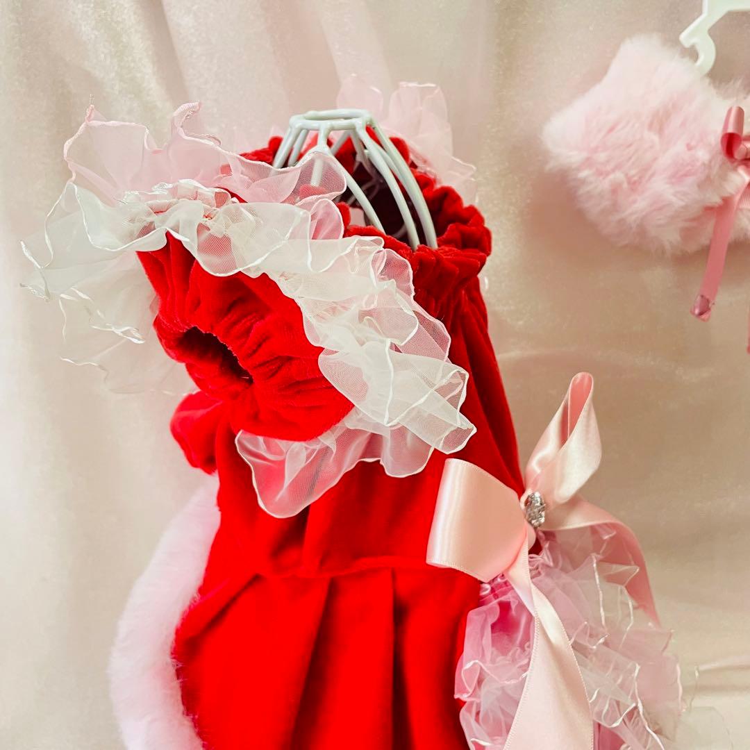 ふわふわゴージャスおめかしドレス♡ファーケープ付き♡　犬服　ハンドメイド