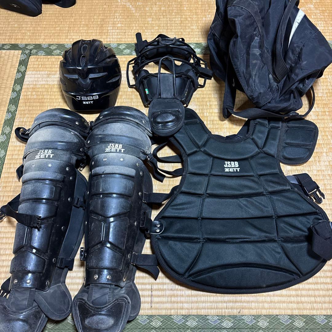ZETTキャッチャー防具5点セット ブラック軟式用