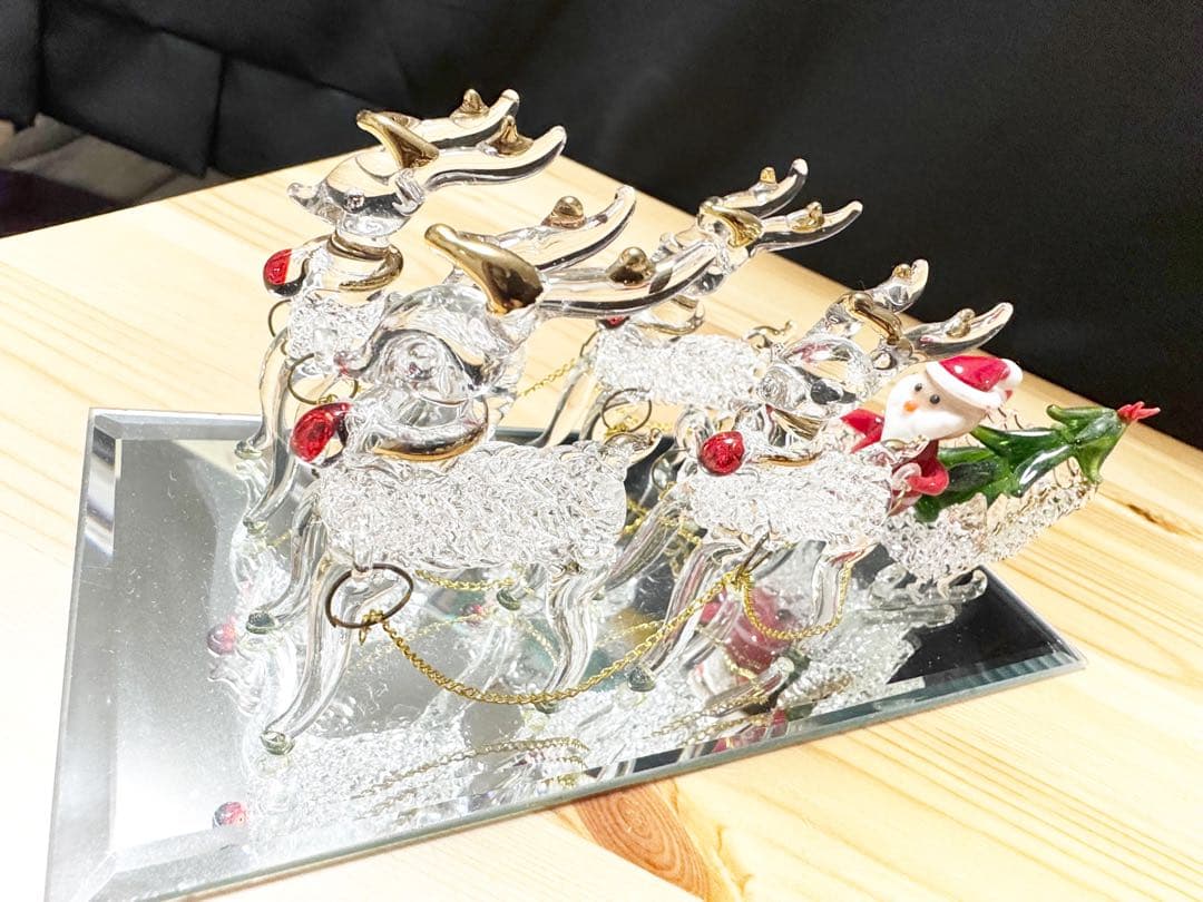 クリスタル サンタクロース トナカイ ガラス装飾品
