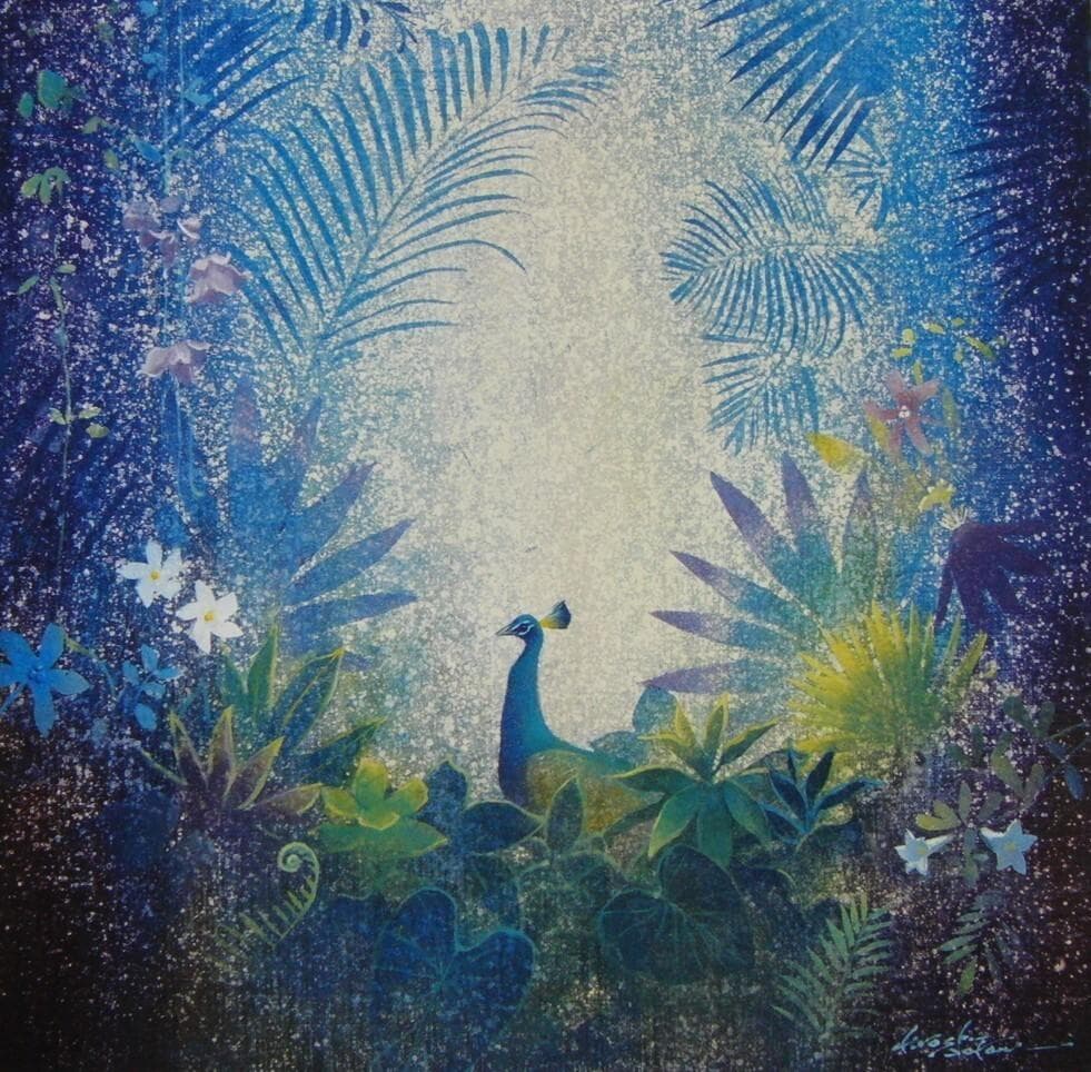 魚谷洋、【森の輝き】、希少な額装用画集より、新品額装、マット額装付、状態良好