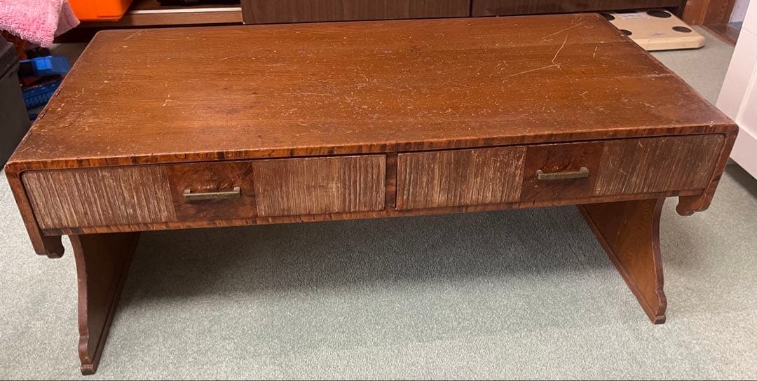 アンティーク木製文机 引き出し2つ付き