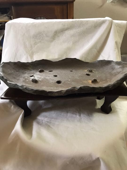 盆栽鉢　南蛮鉢②時代古鉢大型盆栽鉢詳細不明希少山野草盆栽苔盆栽鉢葉形盆栽鉢水石