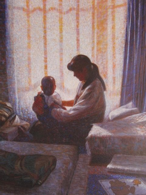 熊谷有展、午後のひだまりII、希少な画集より、新品高級額・額装付