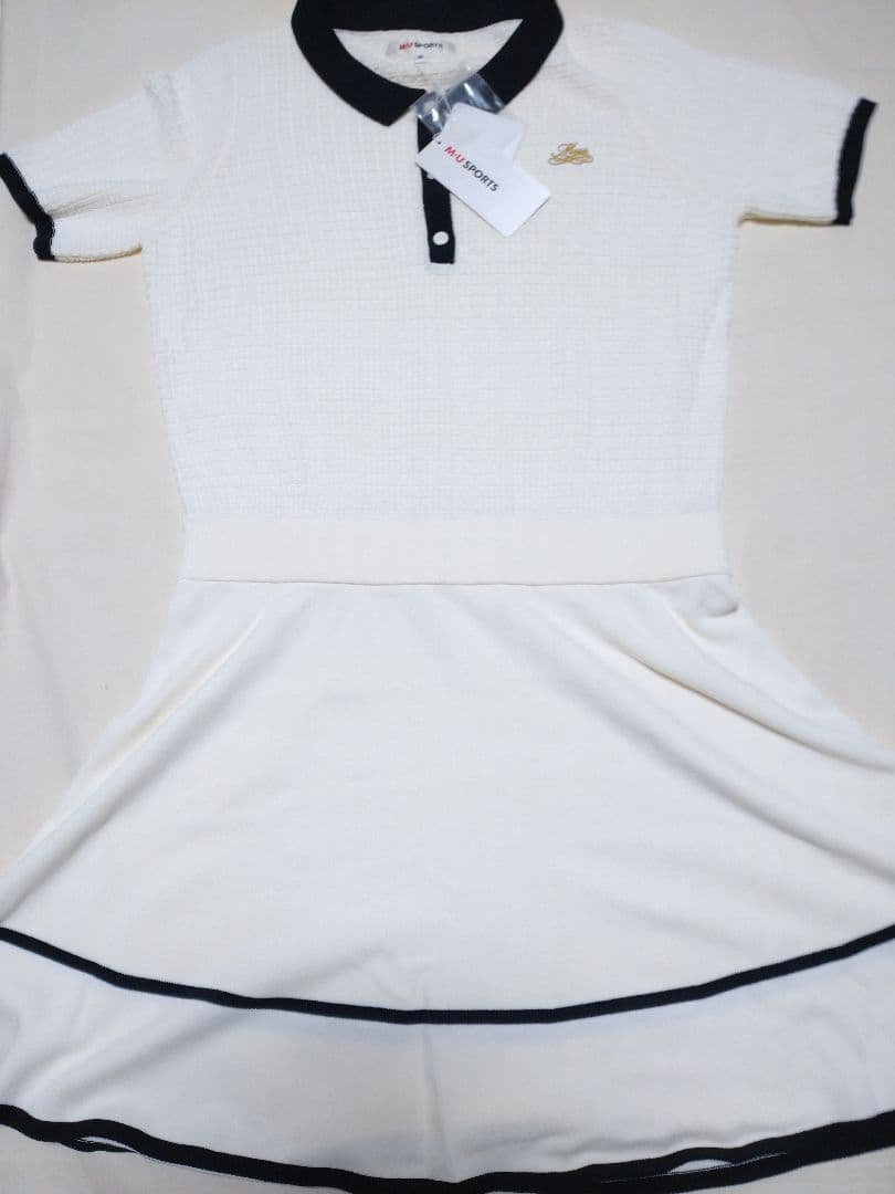 ホワイト 半袖 ワンピース musports ゴルフウェア レディース 40