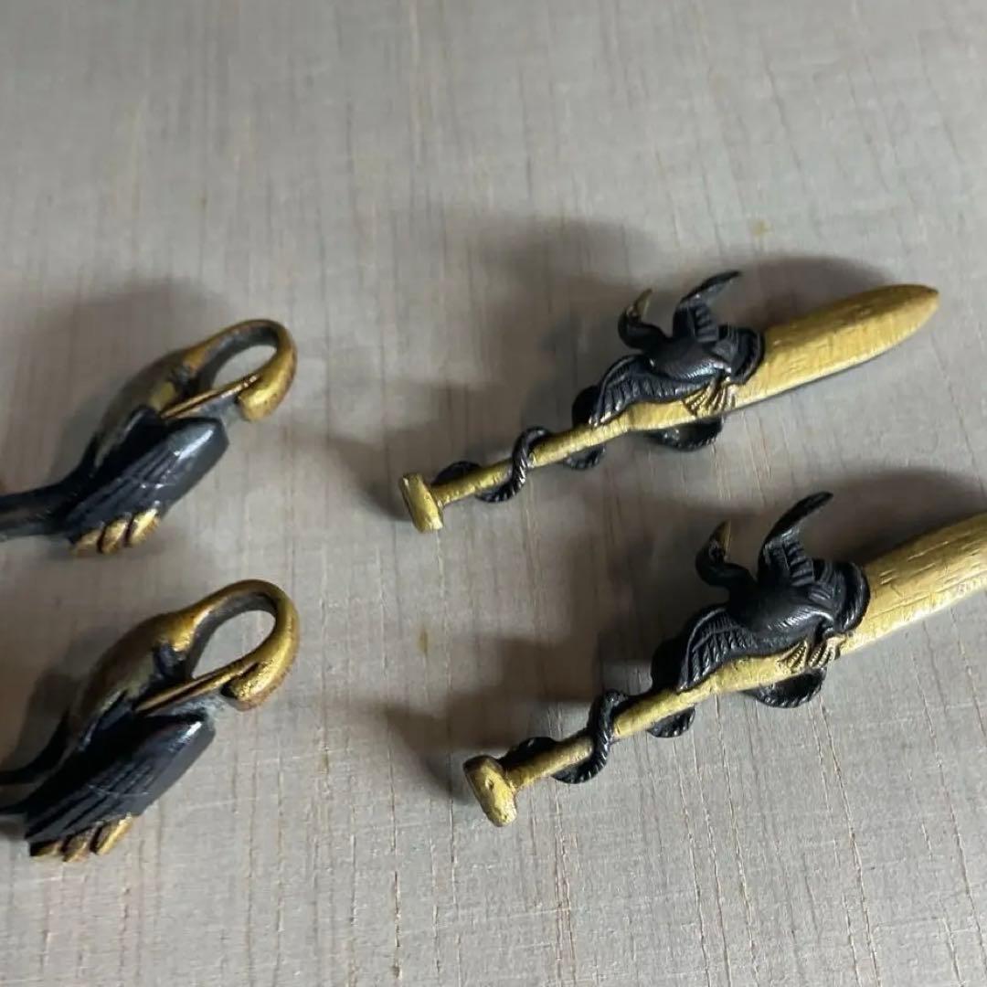 目貫　　2種4個　　刀装具　武具　骨董　時代物　江戸時代