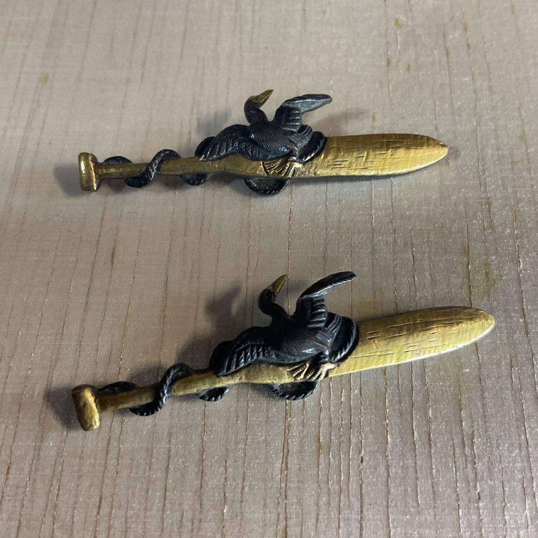 目貫　　2種4個　　刀装具　武具　骨董　時代物　江戸時代