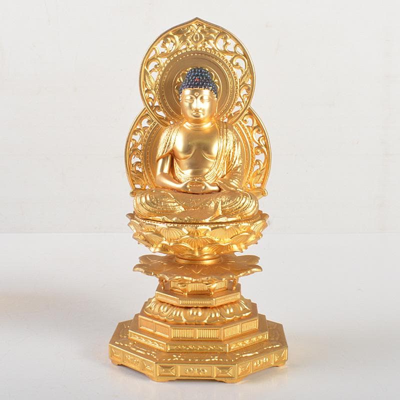 仏教美術　古銅鍍金　大日如來座像　仏像　ケース付　C　6436