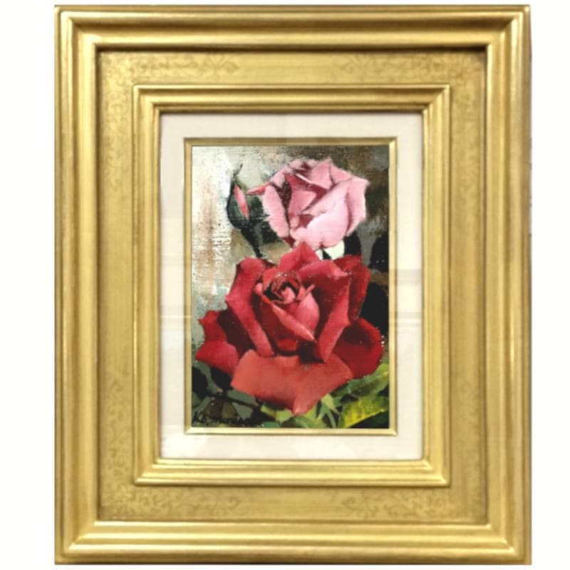 ☆ 森崎 幸 ☆「 薔 薇 」油絵　SM　独立美術会員