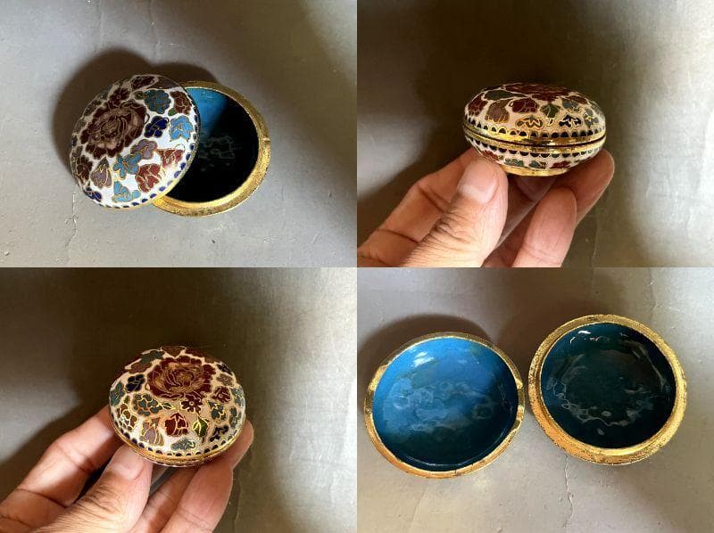 香合■七宝 花尽くし 白 香道具 お香入れ お茶道具 古美術 時代物 骨董品■