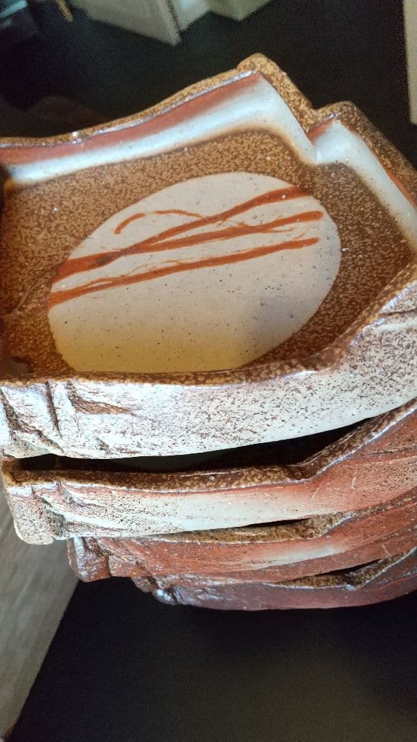 備前焼向付 5客  (骨董 古美術 アンティーク 器 食器 会席  料理 茶道具