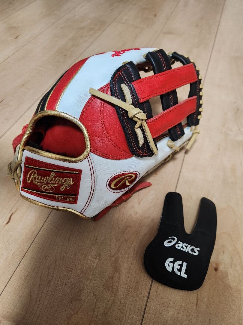 Rawlings 軟式グローブ ホワイト/レッド　外野用