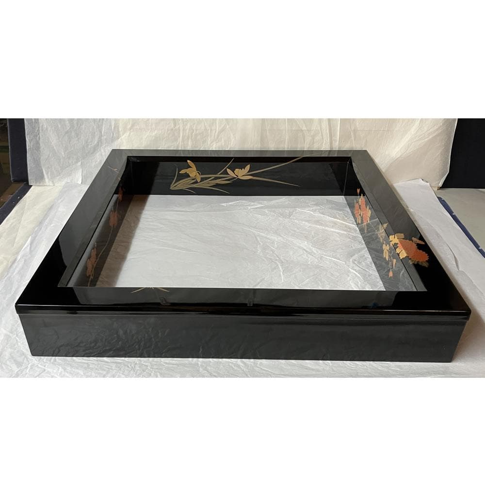 e3138 輪島塗 炉縁 四君子蒔絵 共箱 茶道具