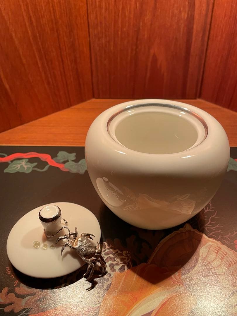 ティファニー ヴィンテージ　ケース　ポット　シルバー　グラス　蟹　銀　工芸品