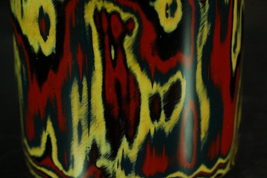 乾漆 色漆堆朱 茶器 香合 雪松作 共箱 未使用(K-A641)