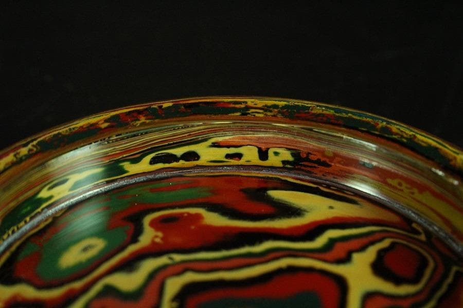 乾漆 色漆堆朱 茶器 香合 雪松作 共箱 未使用(K-A641)