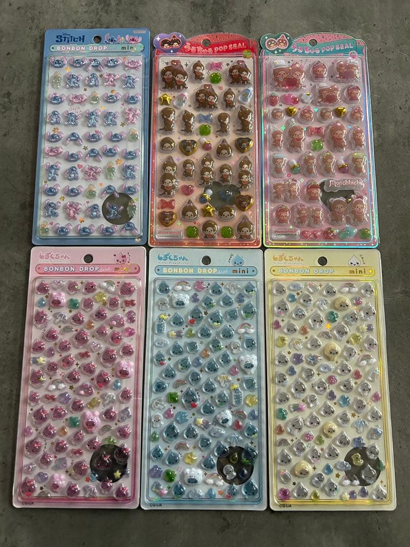 しずくちゃん もんちっち スティッチ 6シートセット