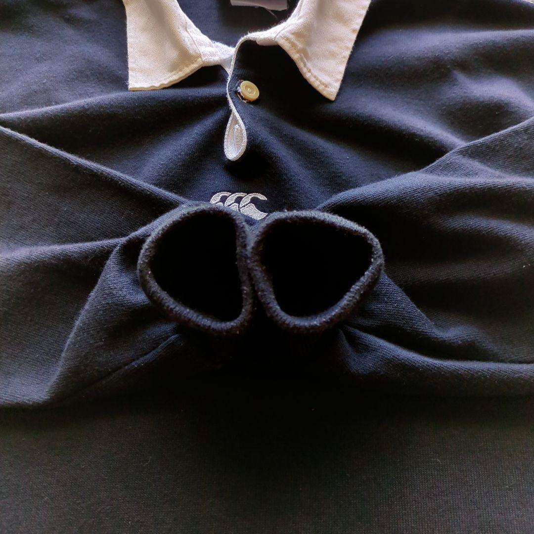 90sカンタベリー長袖ラガーシャツ刺繍オールブラックスニュージーランド製黒L