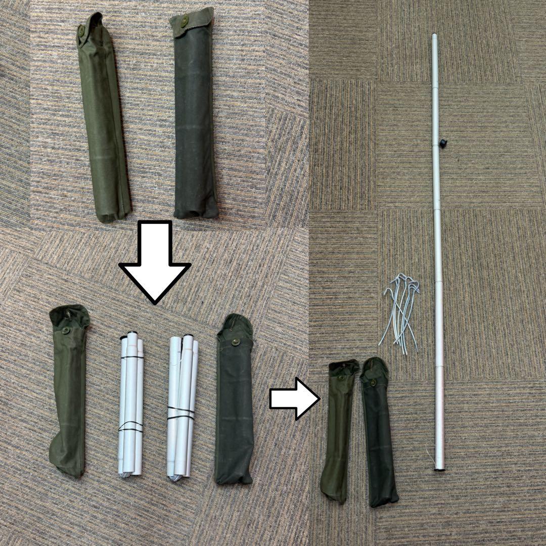 ポーランド軍幕 刻印あり 2枚セット　ポール、ペグ付