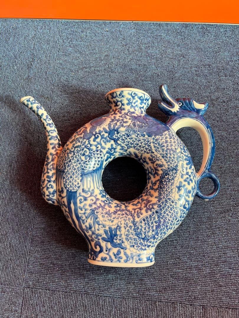 1089 水注　大清雍正年製款 龍鳳凰染付水差し 中国 古美術 時代物 骨董品