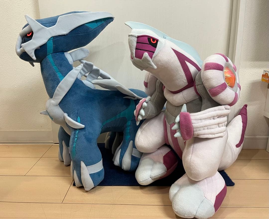 【タグ付き】ポケモン　特大ぬいぐるみ　ディアルガ　パルキア　ハートランド