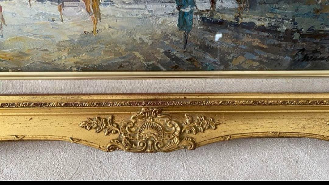 C.WINSONウィンソン作 油絵 「パリ・モンマルトルの丘」 サイン肉筆