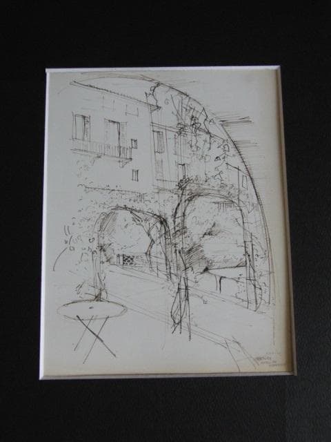 小磯良平、【バンス・ホテル・ド・プロバンス 】、希少な限定額装用画集画