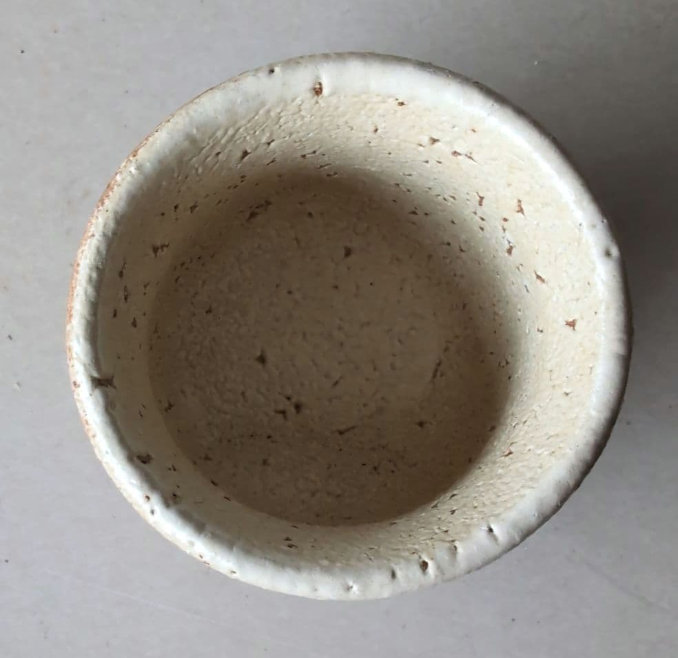 豊前上野焼　珍しい藁白釉　渡髙久　酒器セット　徳利1　お猪口2