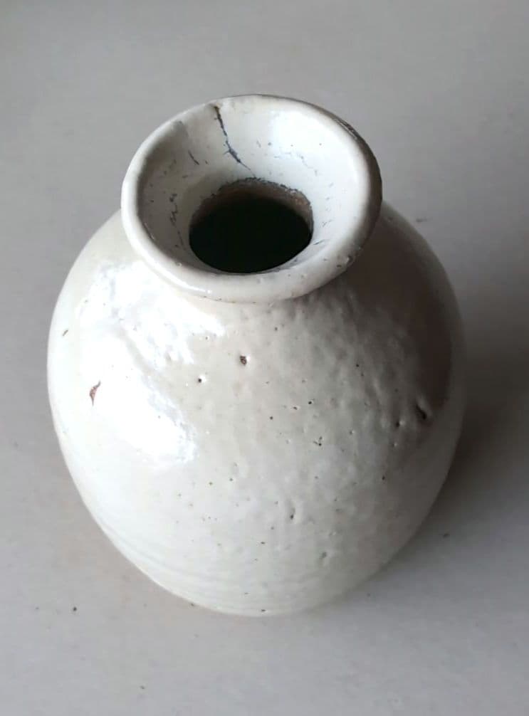 豊前上野焼　珍しい藁白釉　渡髙久　酒器セット　徳利1　お猪口2