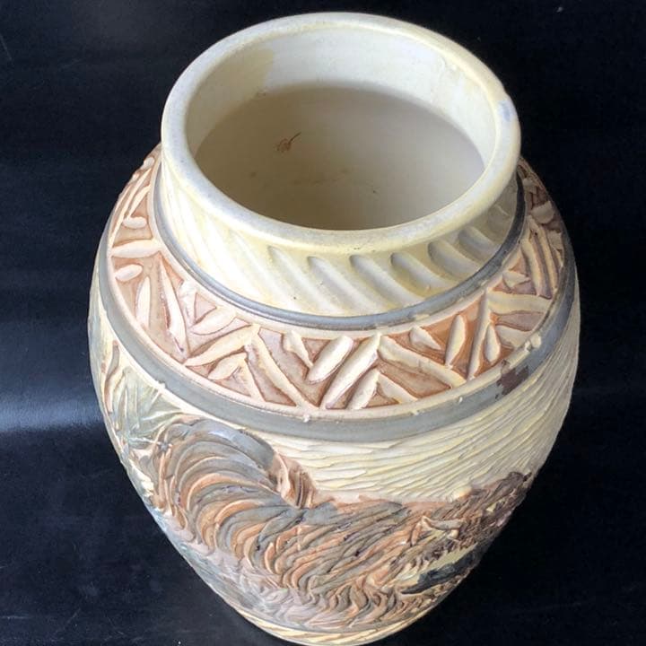 人間国宝級◆蔵から凄い迫力のある虎の壺が出てきた、壺、花瓶、花道具、茶道具