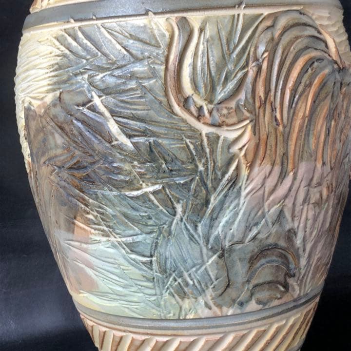 人間国宝級◆蔵から凄い迫力のある虎の壺が出てきた、壺、花瓶、花道具、茶道具