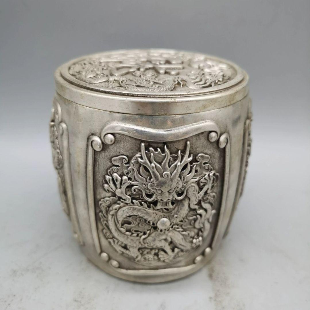 銅製 福字竜紋茶壺 茶桶 茶道具 香道具 装飾品 工芸品 置物