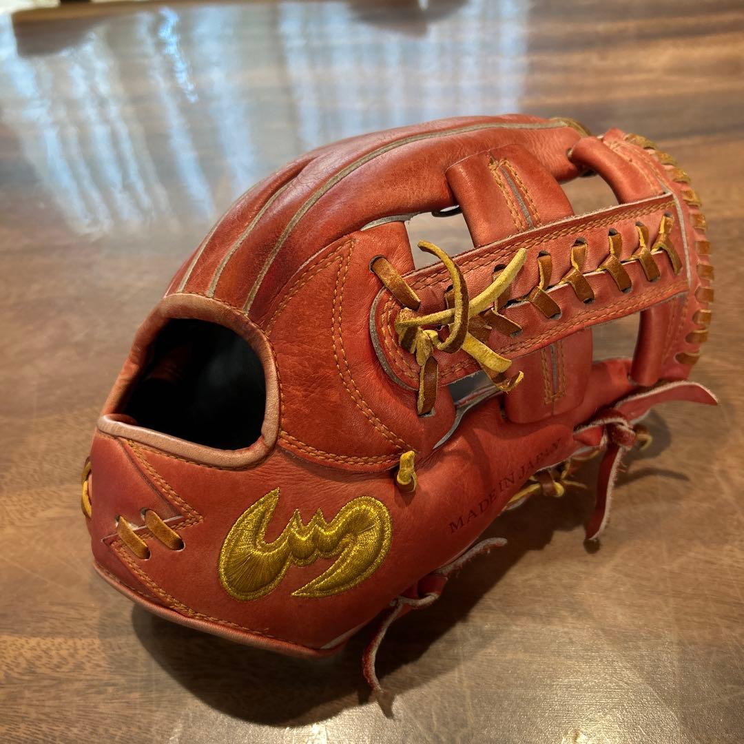 最終値下げです。これ以上は下げません。 ジームス　レザー 赤 軟式グローブ