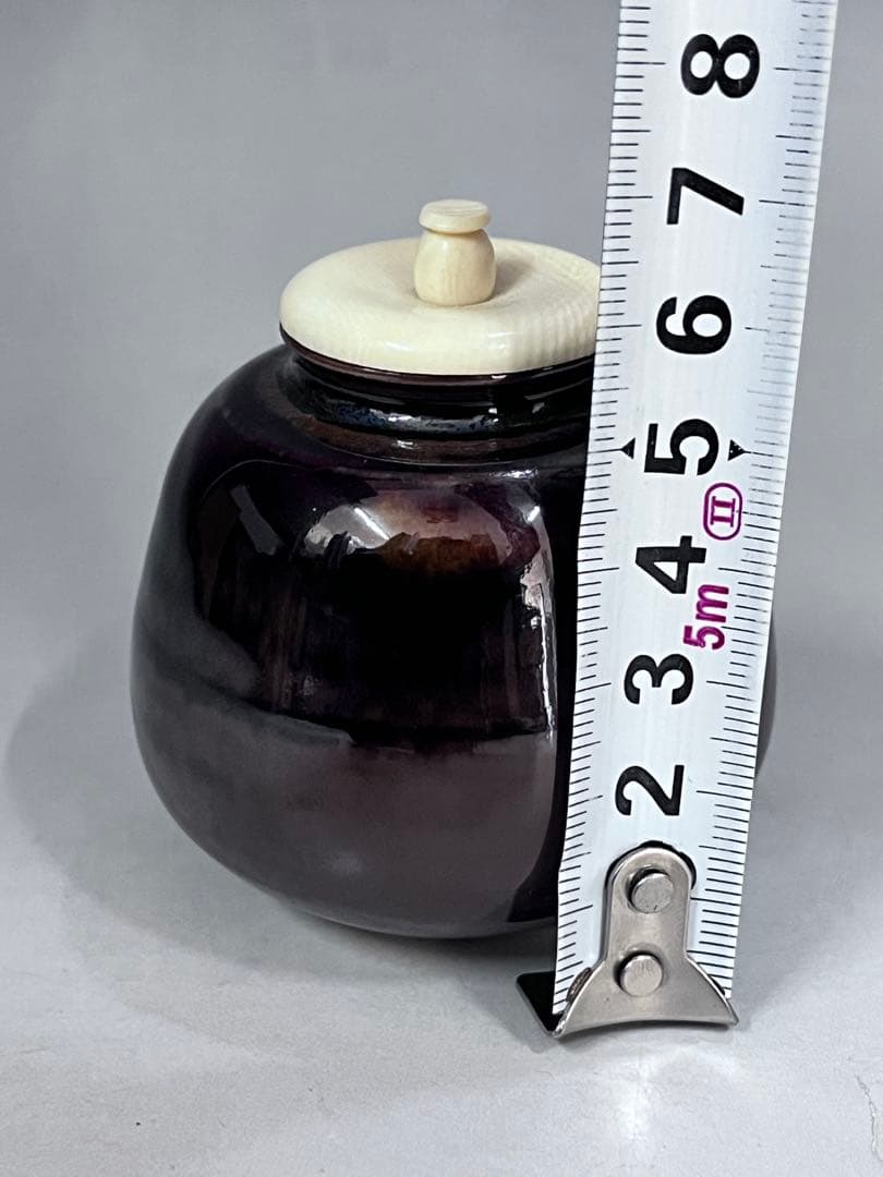 E419 木津喜楽　大名物　藤原茄子茶入　笹蔓純子　仕覆　茶道具　茶器　茶入