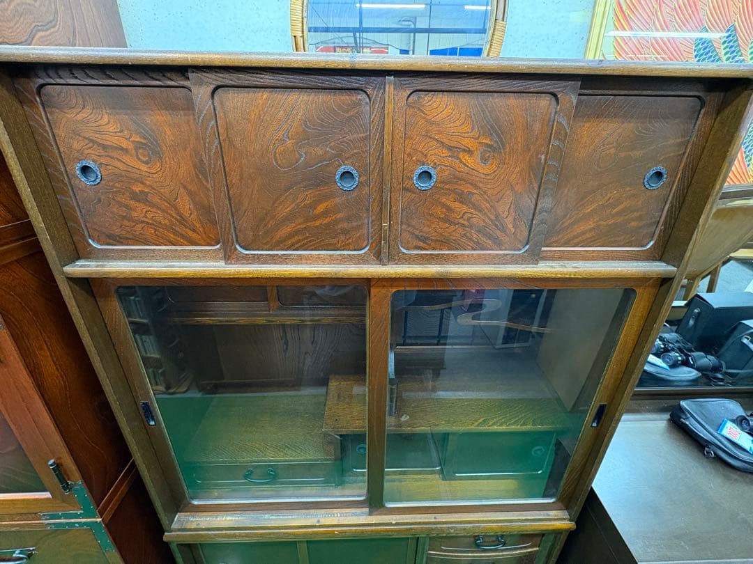 高級　欅（ケヤキ）　茶箪笥　和家具　飾り棚　違い棚　美品　飾り棚　昭和レトロ