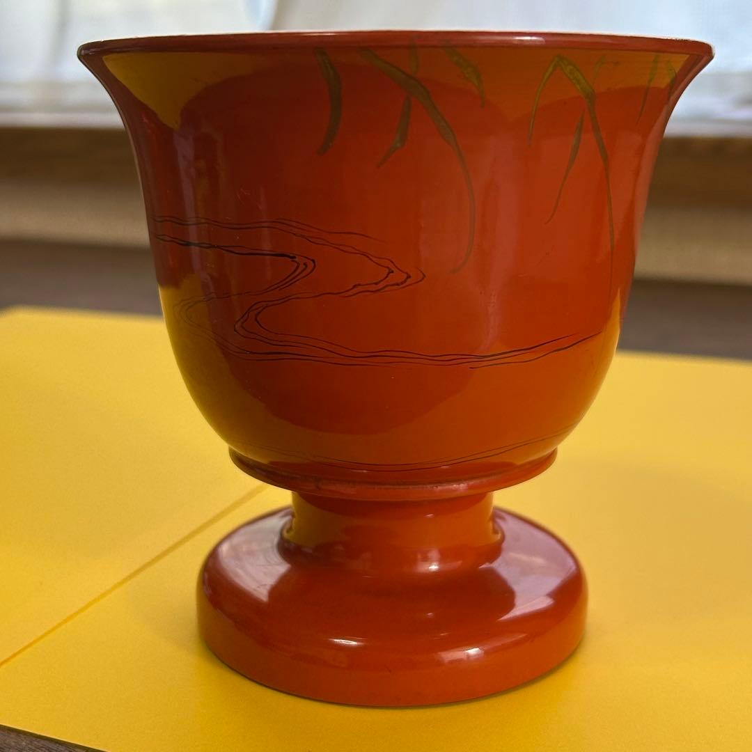 明治期 盃洗 蛙と水鳥図柄 2個セット