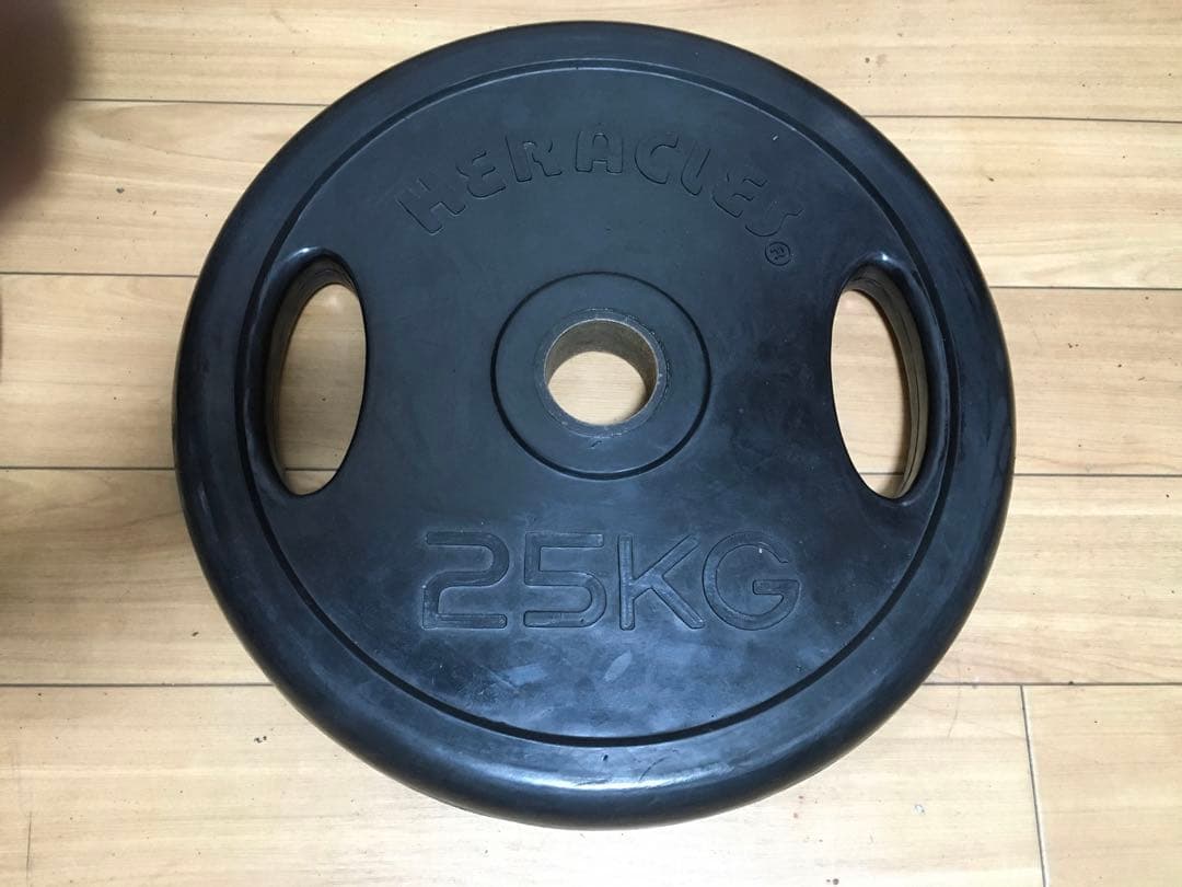 ①HERACLES バーベルプレート 25kg x 1枚穴径50mm(同時購入)