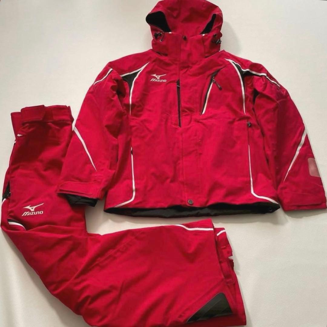 【やまみ】ミズノ スキーウェア 上S 下M セットアップ 赤 ブレスサーモ