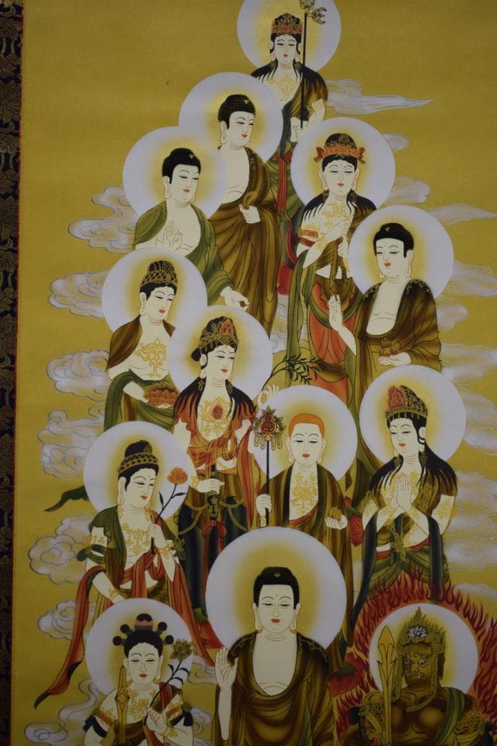 真作/寛斎/十三佛図/桐共箱付/布袋屋掛軸HF-491